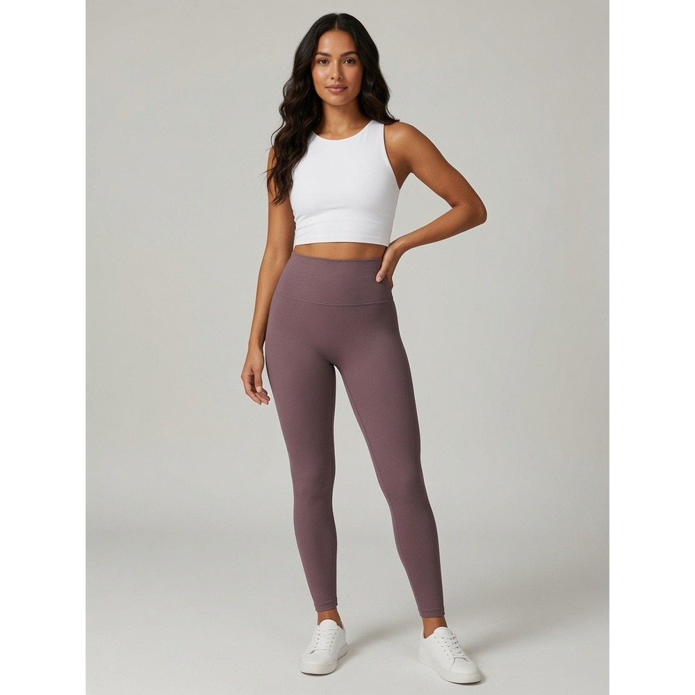 Beyond Yoga Ribbed High Waisted Leggings Mauve Purple Small Activewear Yoga